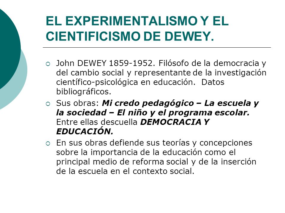 el experimentalismo de john dewey